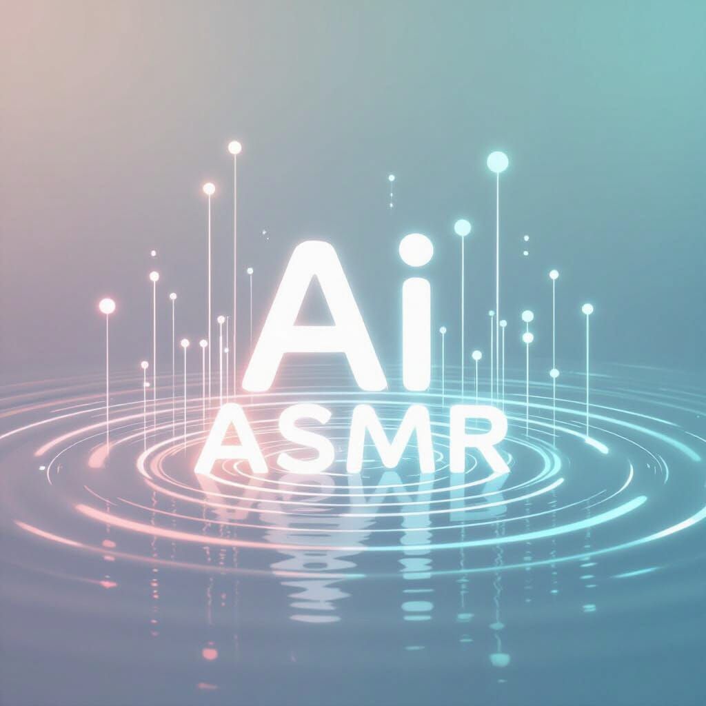 AI ASMR Logo Icon: Glowing Data Streams & Liquid Surface