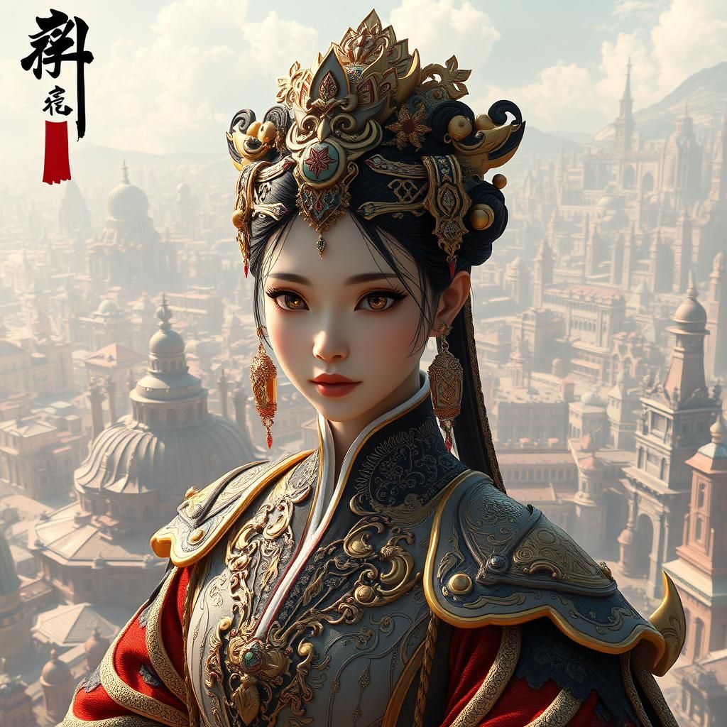 Opulent Empress Portrait in Anime Style