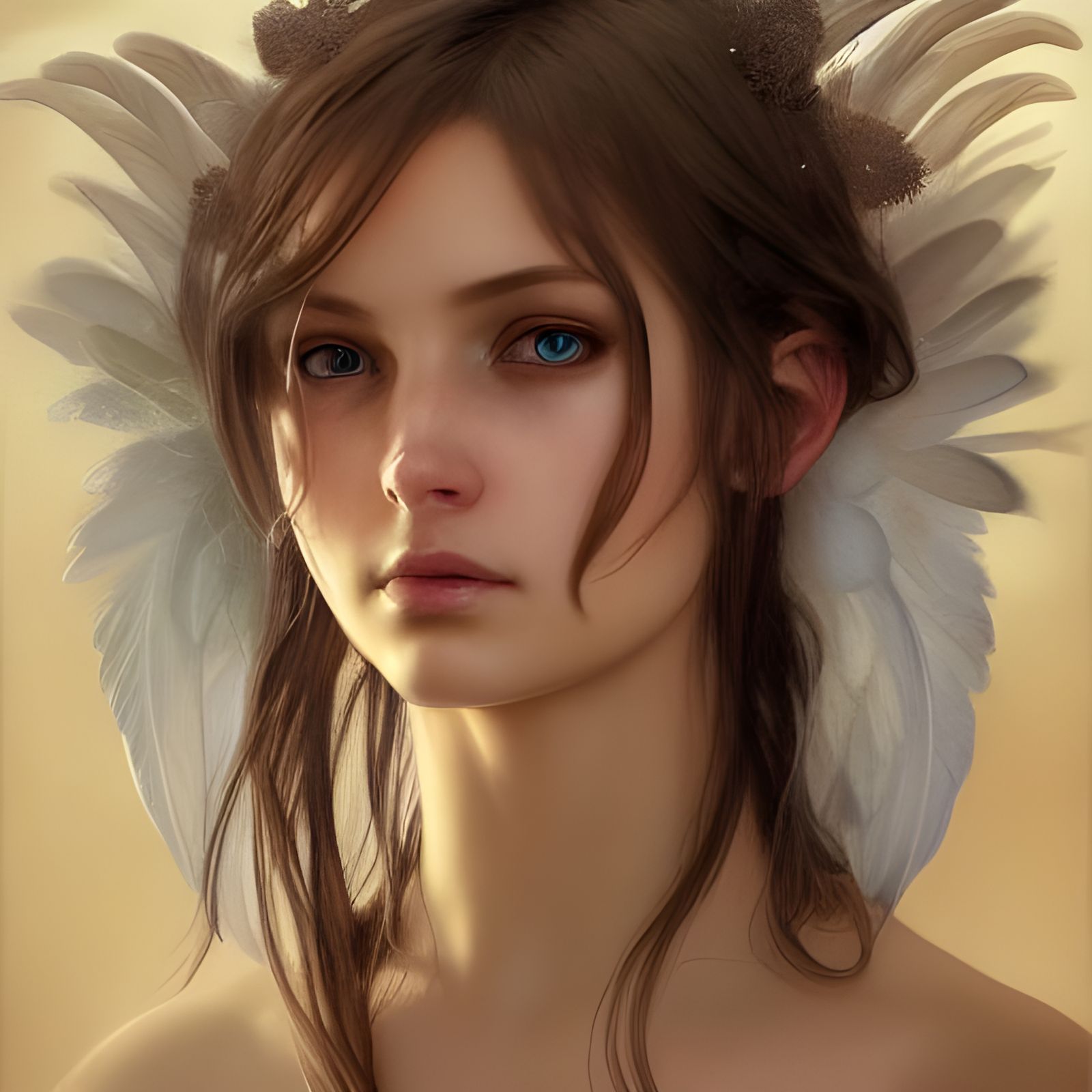 Armored Angel with Metal Feathers, Detailed Fantasy Art