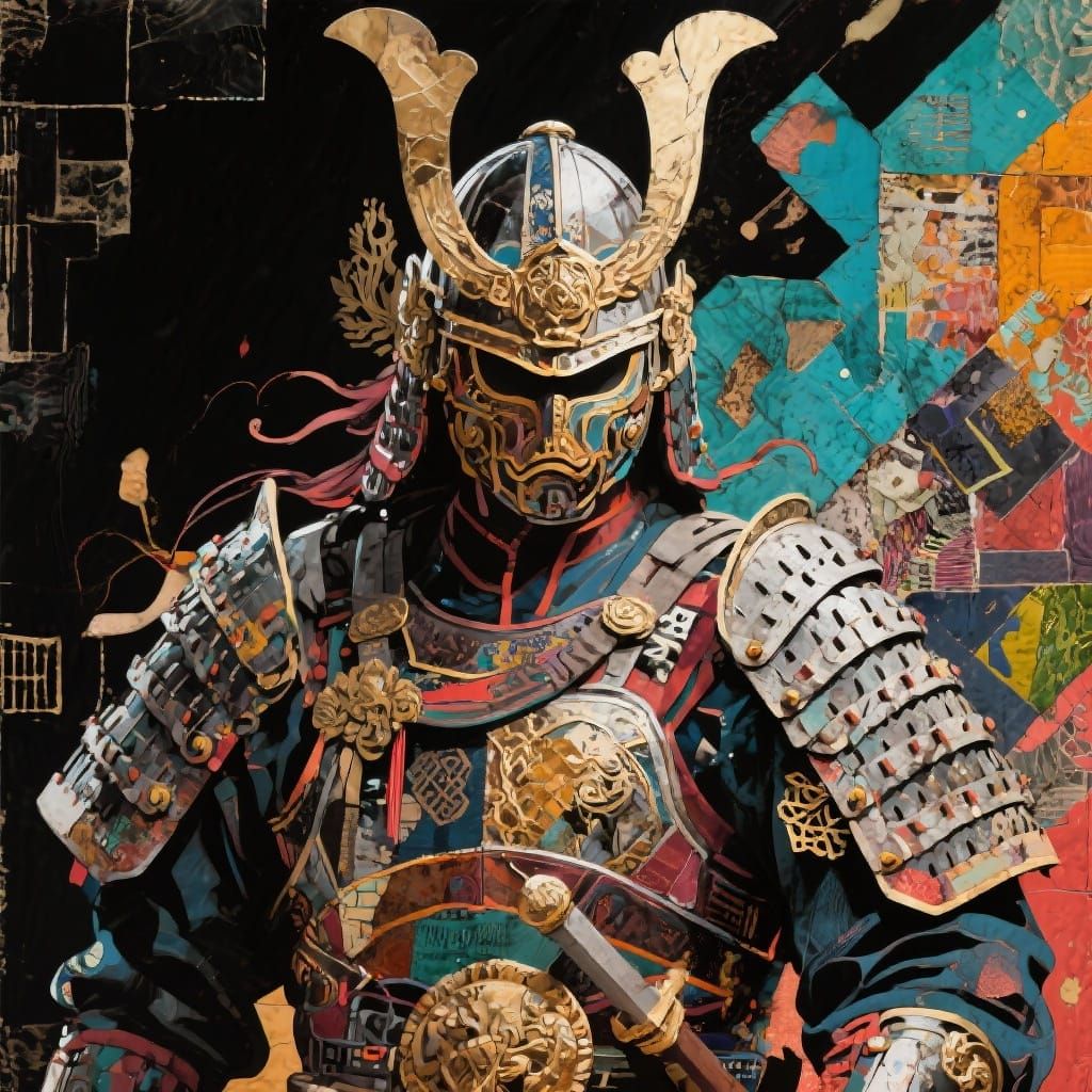 Warrior in Mixed Media Style