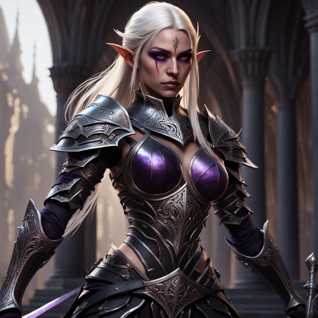 Dark Elf Warrior in Hyperdetailed Dark Fantasy Art