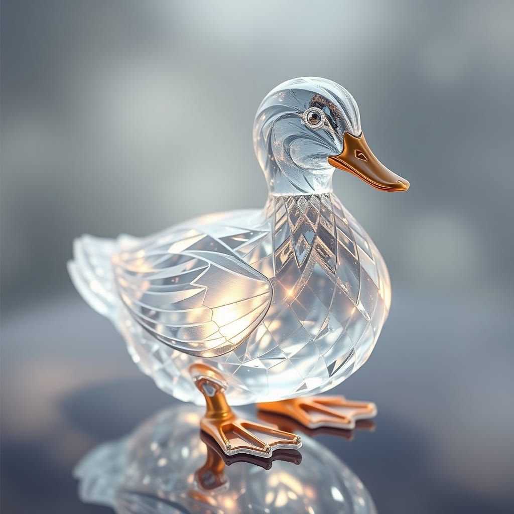 Shimmering Crystal Duck in Art Nouveau Style