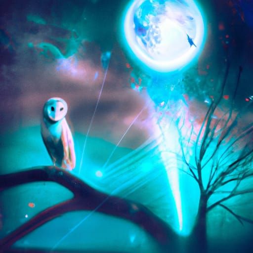 Barn Owl in Astral Cosmic Style