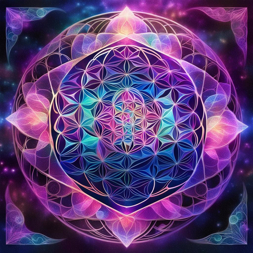 Flower of Life in Cosmic Astral Illustration