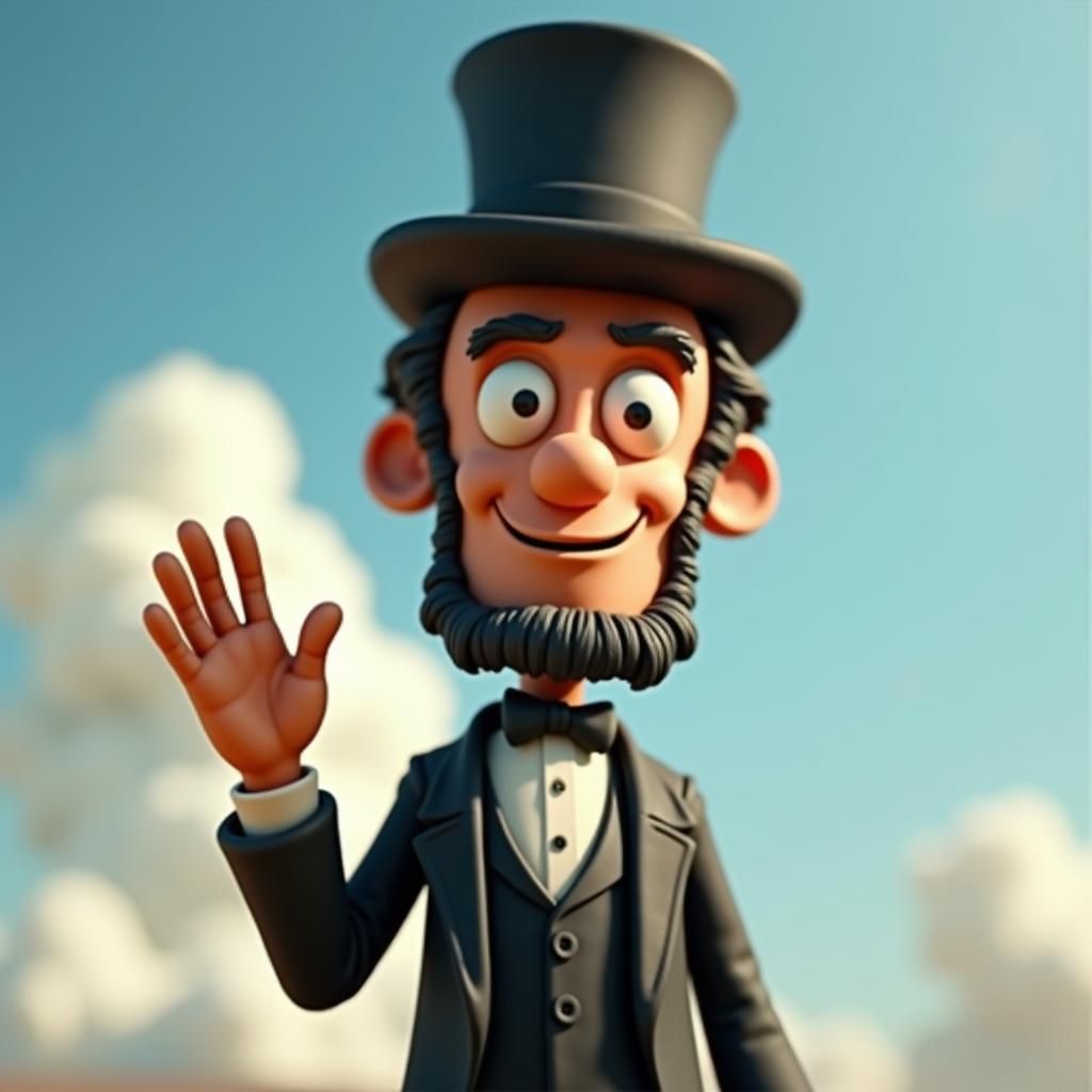 Claymation Abraham Lincoln Waving Happily