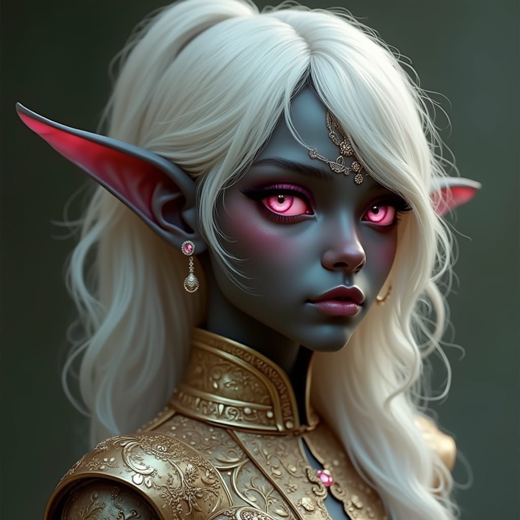 Elegant Elf Portrait in Art Nouveau Style