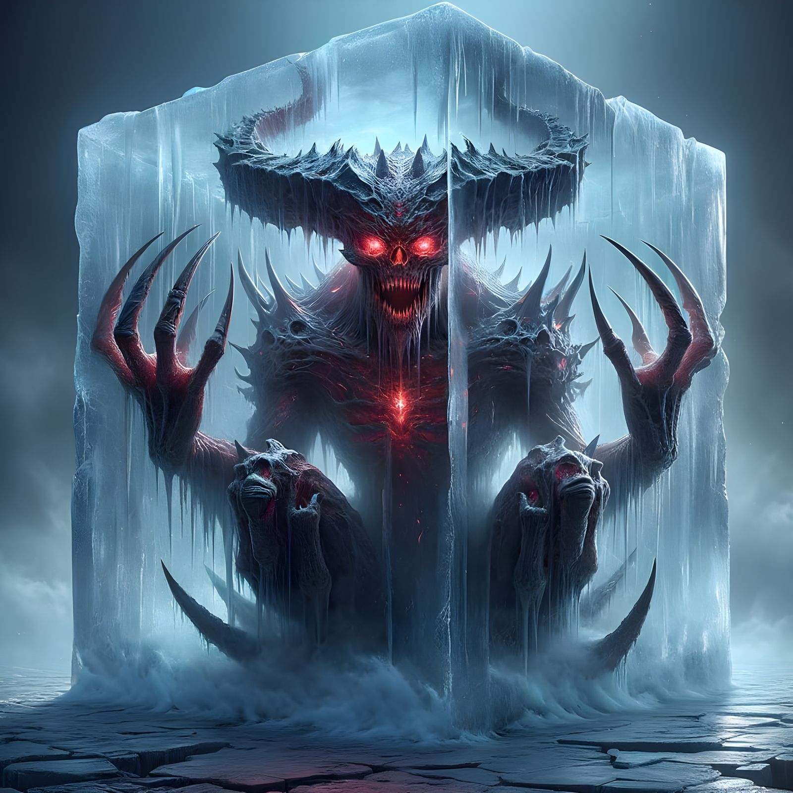 Terror in Frozen Captivity: Infernal Being Trapped in Crysta...