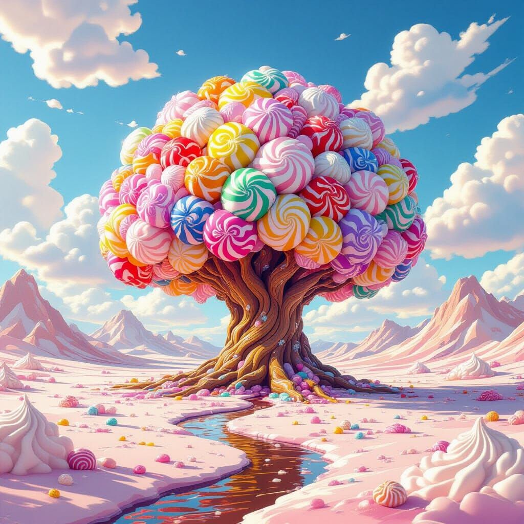 Sentient Rock Candy Tree in Sugary Desert