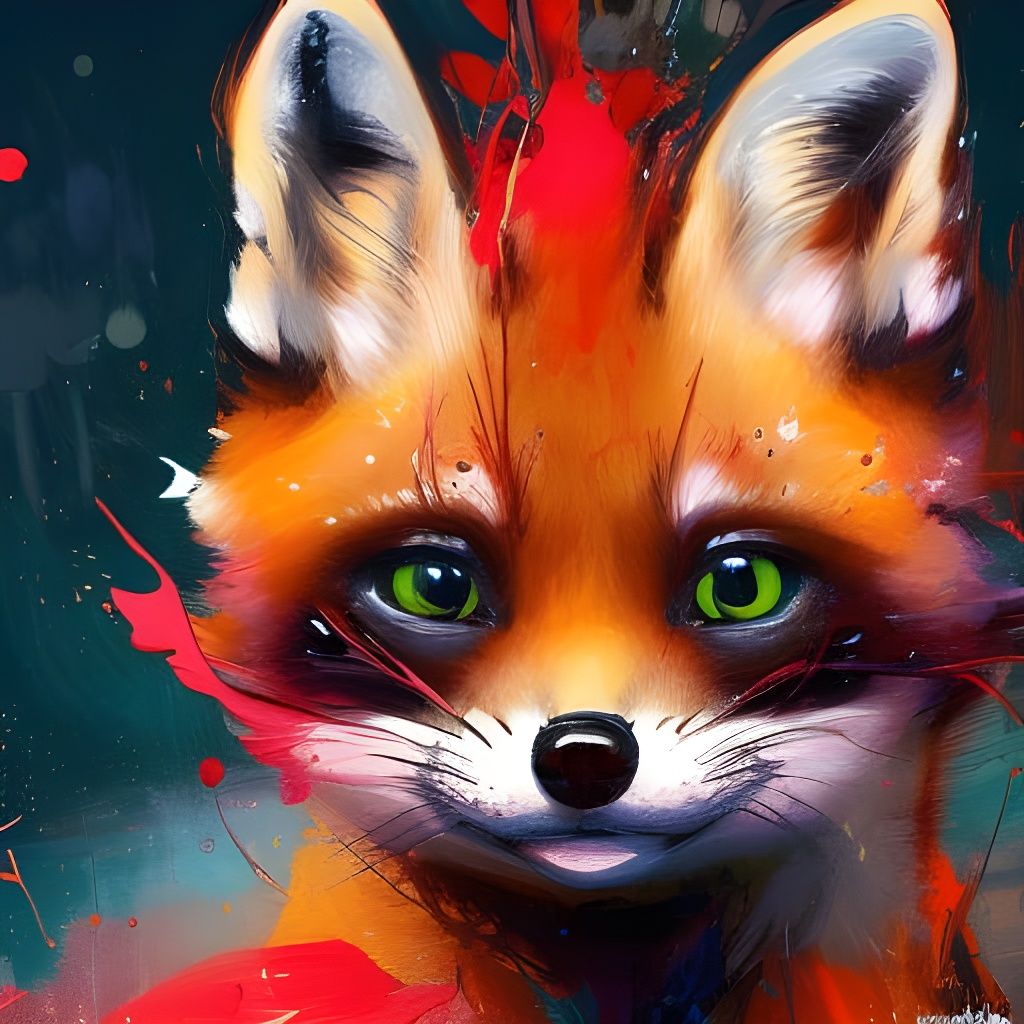 Cute Baby Red Panda in Oil Paint Style