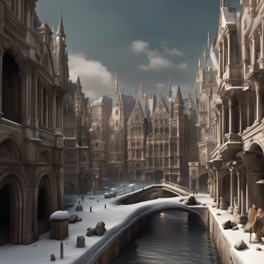 Detailed Matte Painting of a Winter Landscape