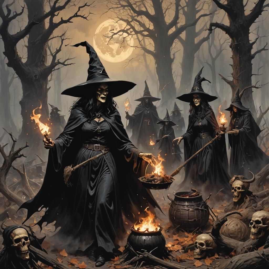 Sinister Witch Sabbath, Dark Fantasy Art