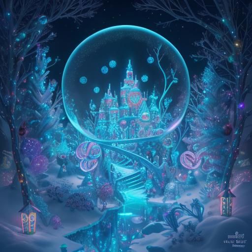 Bioluminescent Christmas Wonderland in Candy Art Style