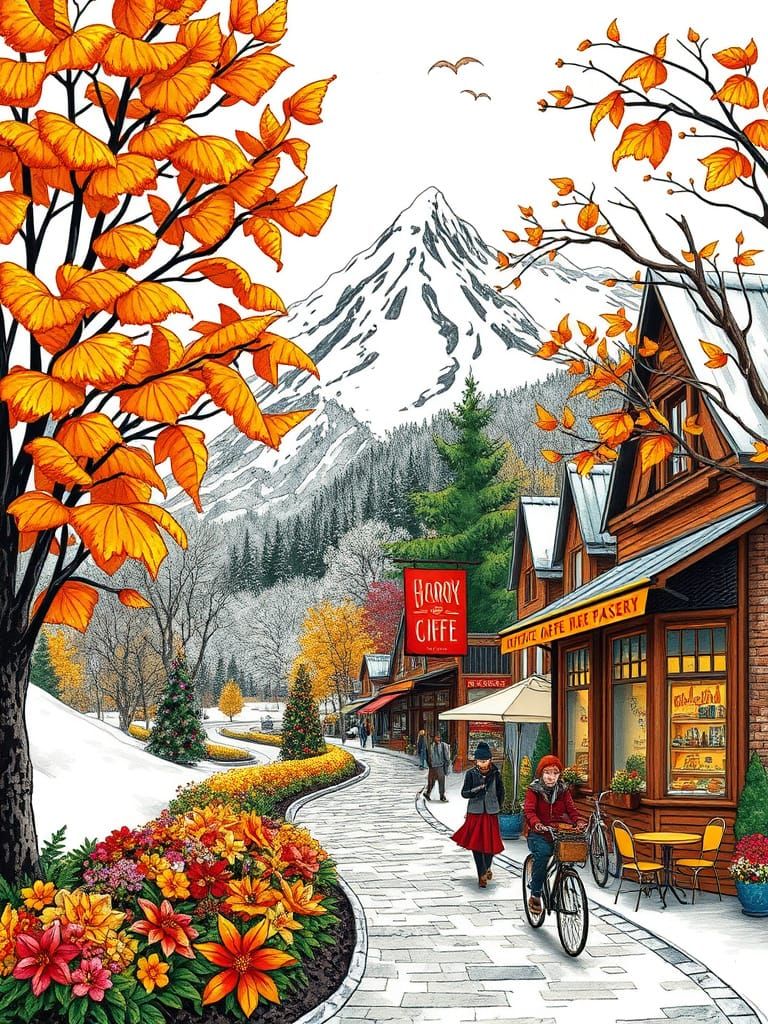 Whimsical Winter Floral Garden in Vibrant Post-Impressionist...