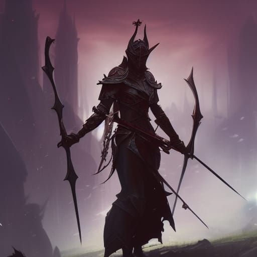 Elf Knight Warrior in Dark Fantasy Style