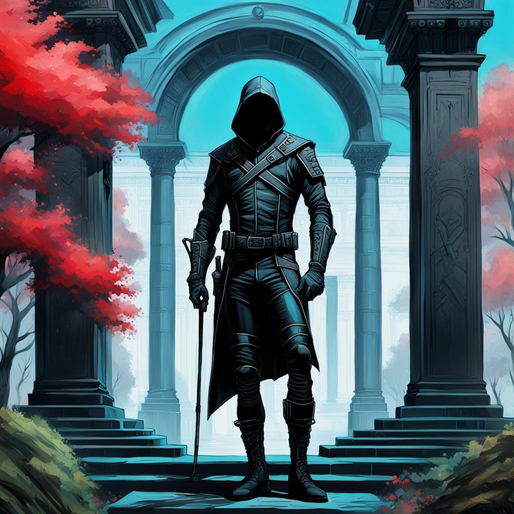 Cyberpunk Robin Hood in Dystopian Art Deco Setting