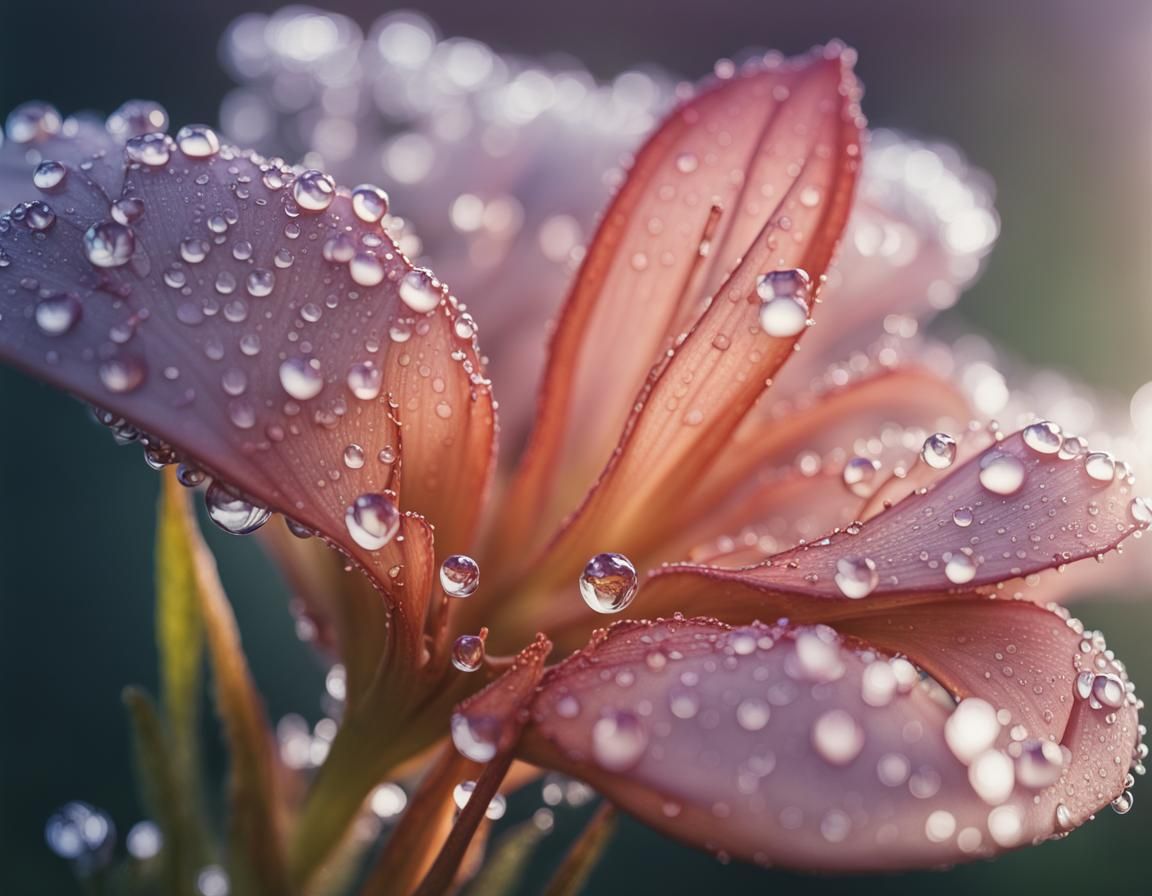 Hyperdetailed Flower with Dew Drops in 8K