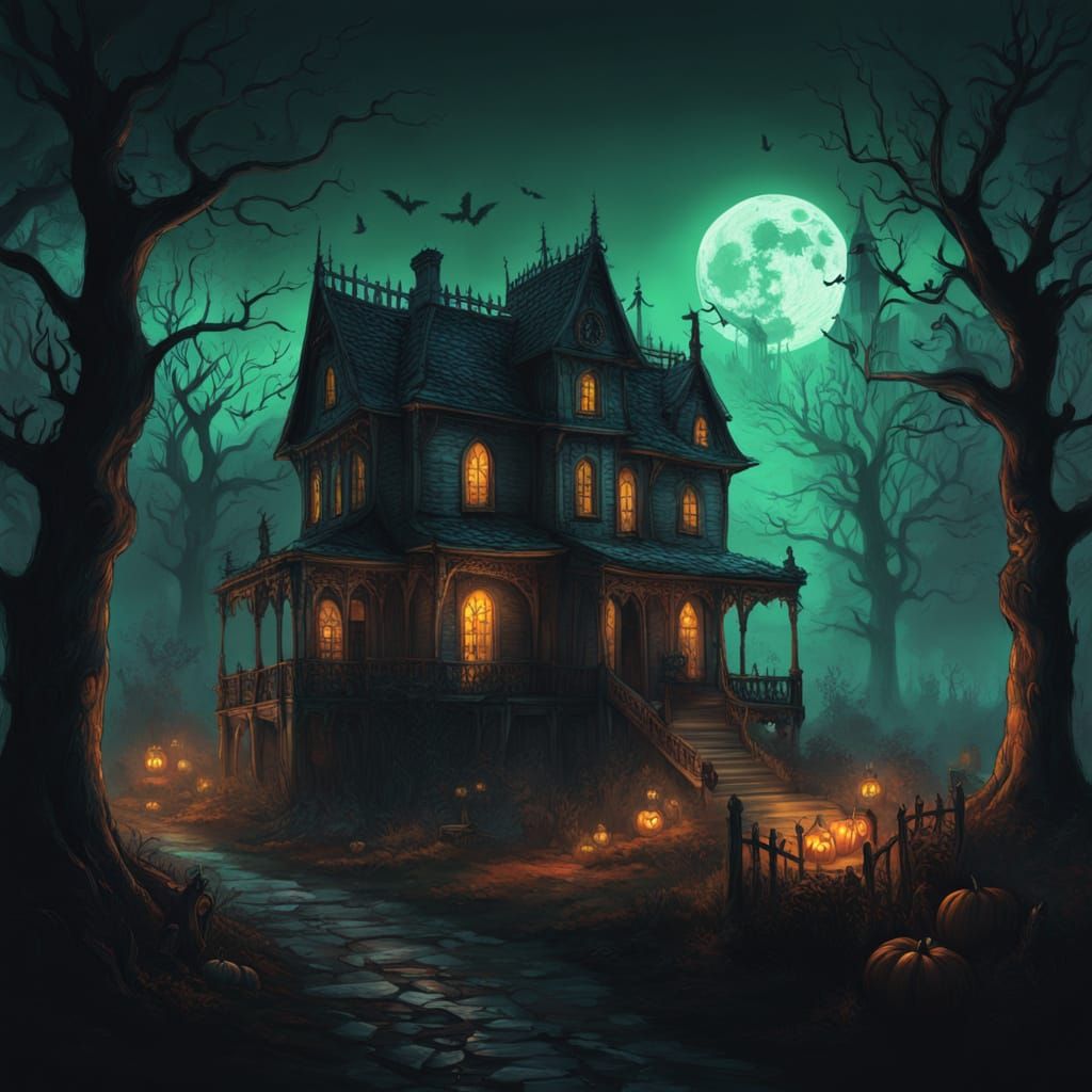 Haunted Halloween Night Concept Art