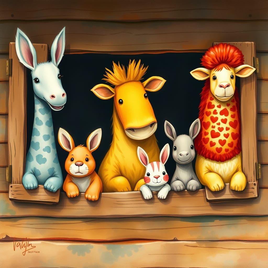 Noah's Ark: Whimsical Animals in Beatrix Potter Style