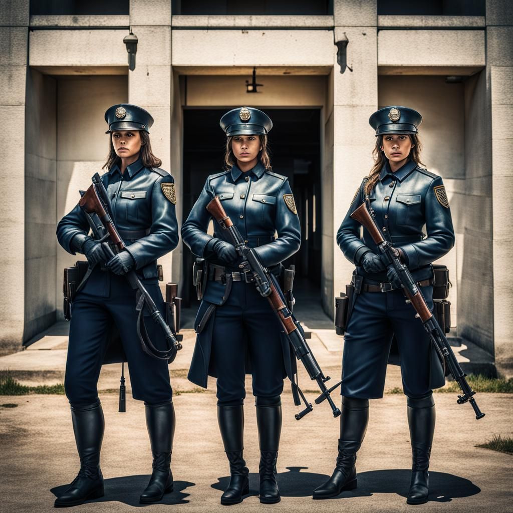 Gigantic Leather-Clad Guards Overlook Prison in HDR