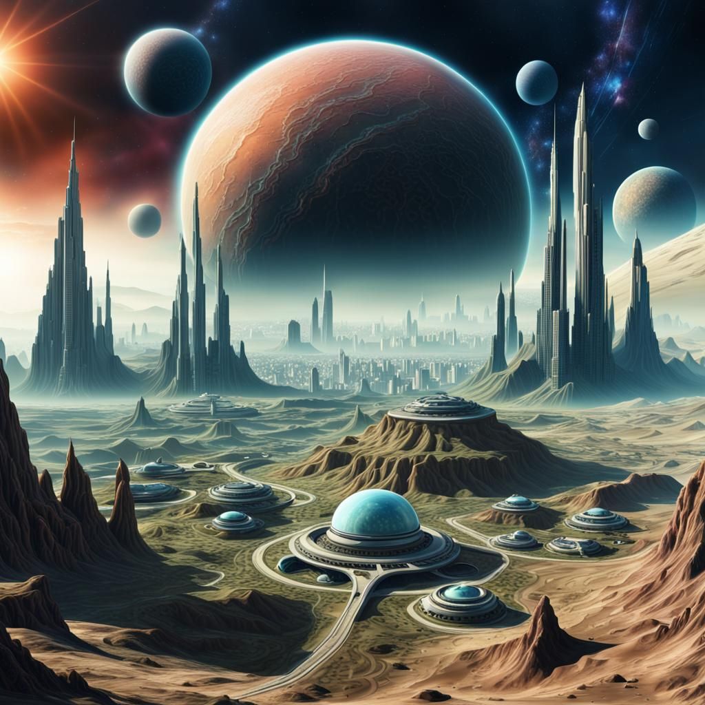 Extragalactic Alien City in Surrealist Style