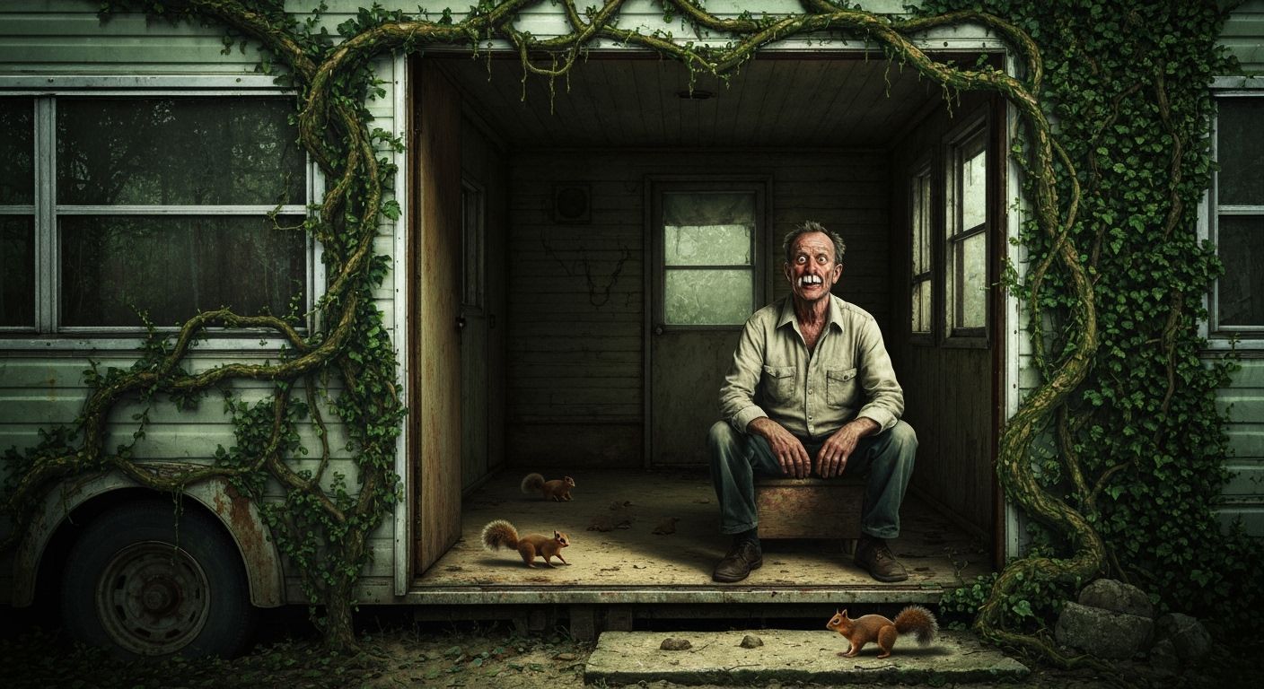 Deranged Man in Vine-Engulfed Trailer Home