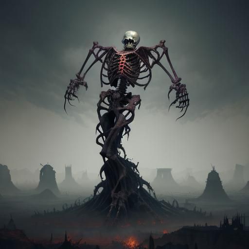 Decayed Ribcage Creature in Detailed Matte Painting