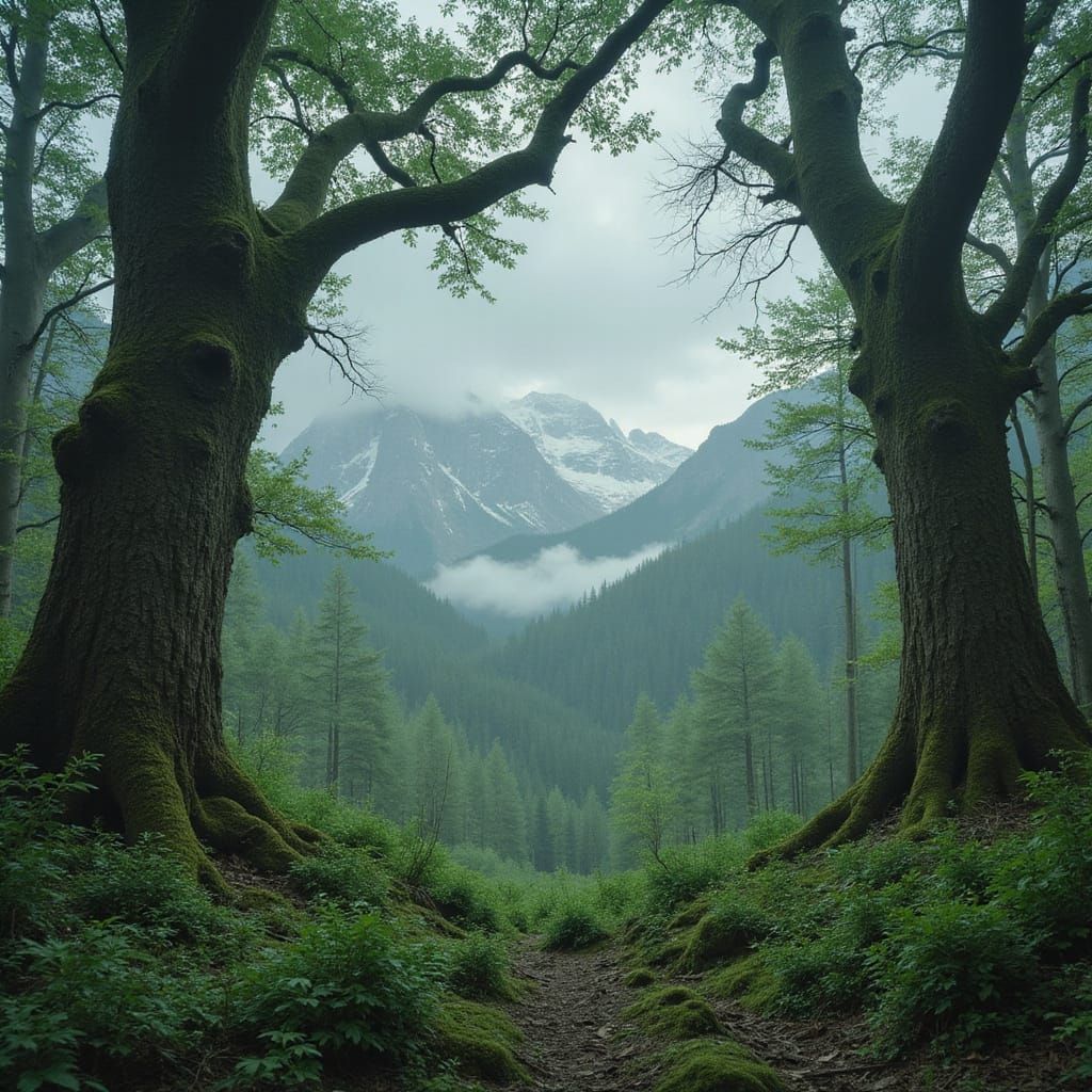 Ancient Primeval Forest in a Mystical Wilderness
