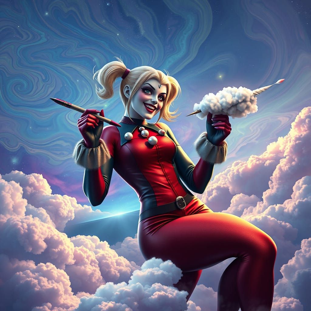 Whimsical Harley Quinn Creates Skybound Masterpiece in Dream...