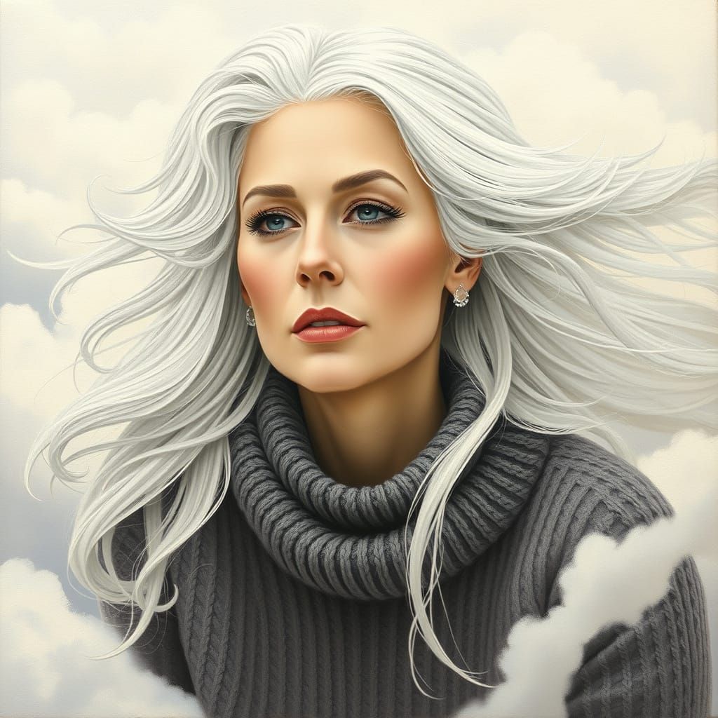 Ethereal Goddess in Soft Focus Oil Painting