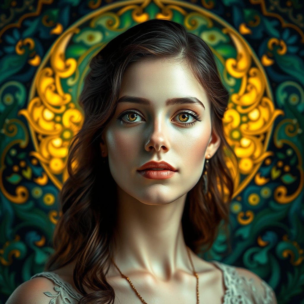 Ethereal Woman Portrait in Art Nouveau Style