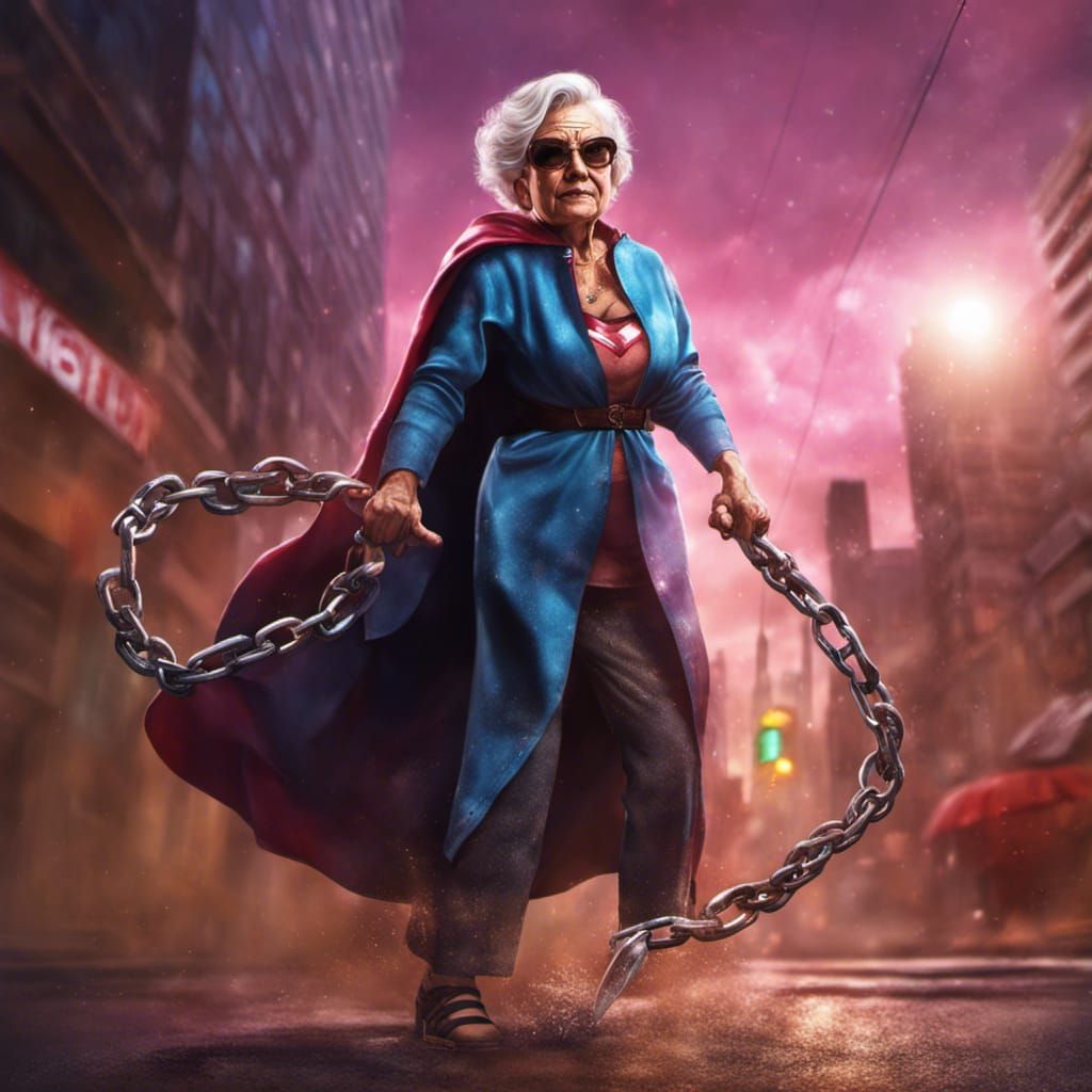 Superhero Granny: Whip-Wielding Vigilante in Action