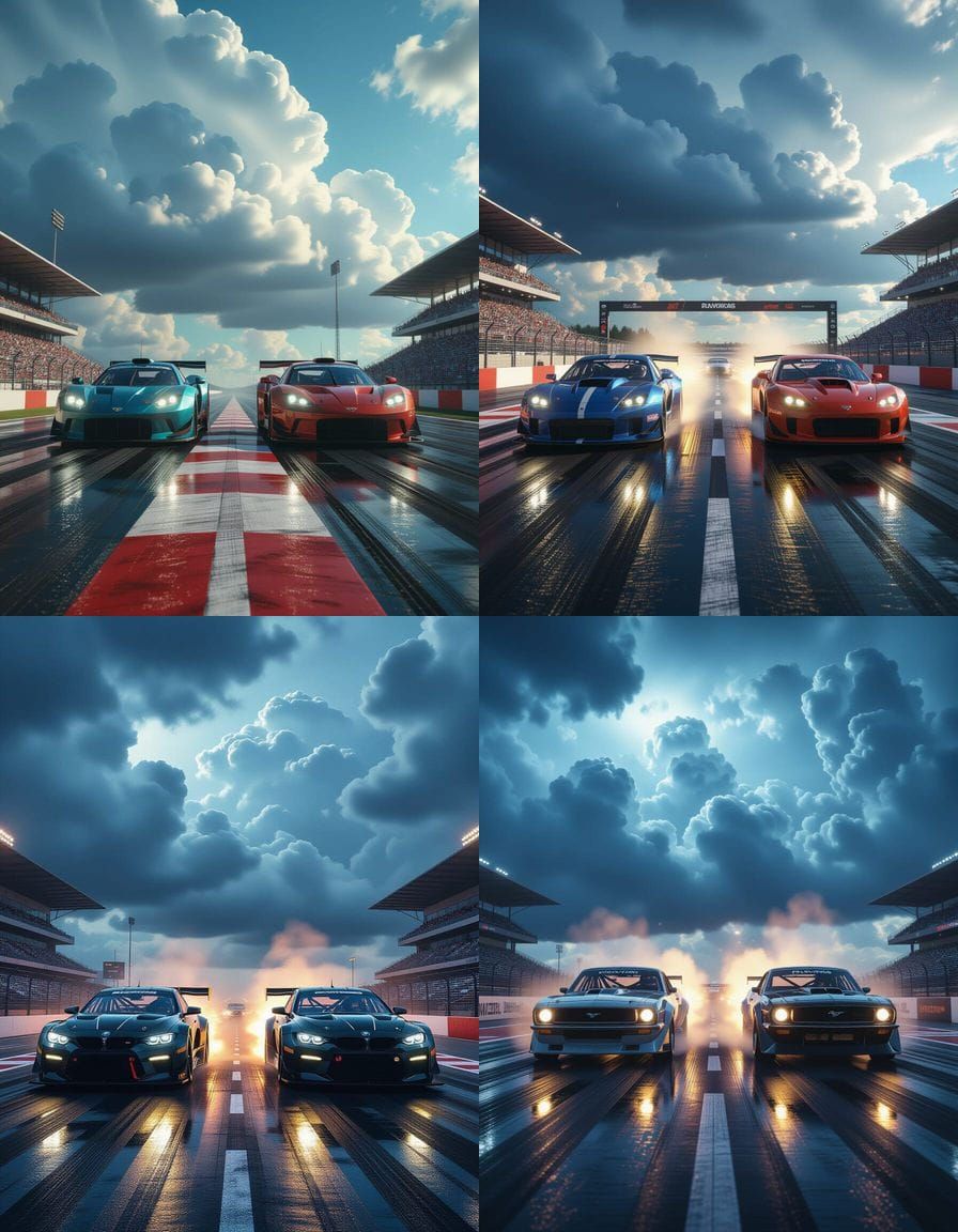 Drag Race Under Stormy Skies