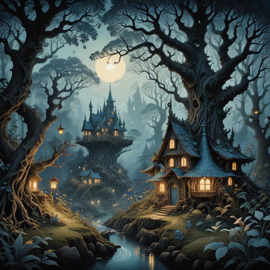 Whimsical Forest in Ethereal Watercolour