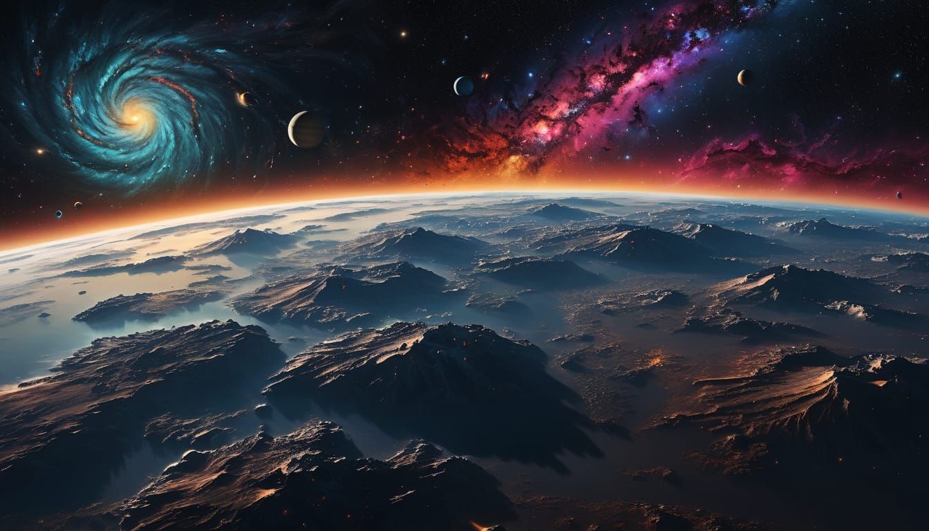 Futuristic Technicolor Outer Space Vista in 8k
