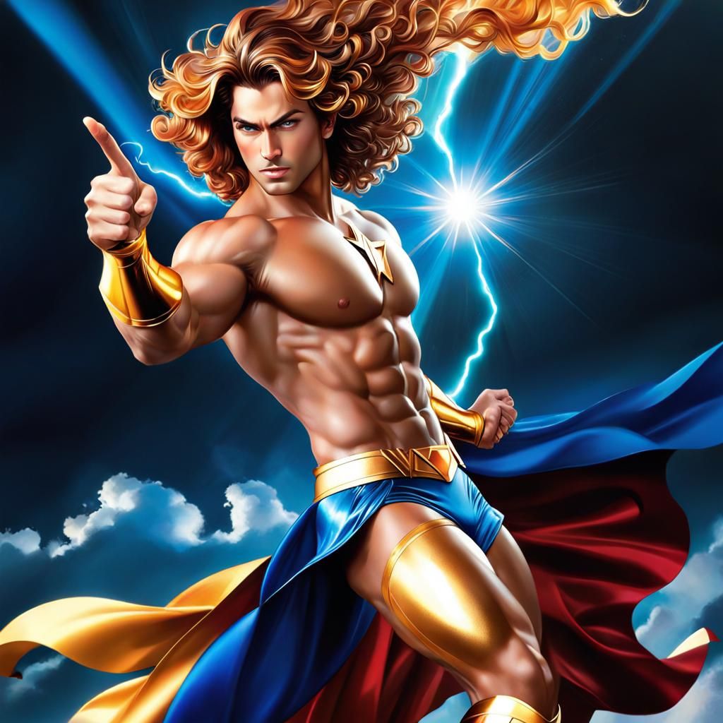 Superhero Master and Apprentice in Digital Comic Art