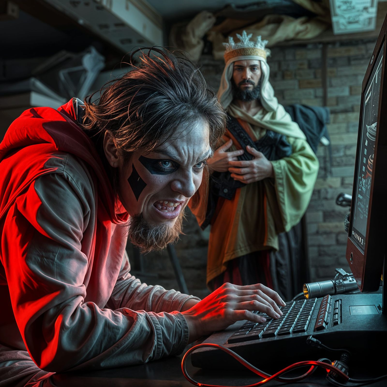 Internet Troll Confronted by Jesus in Digital Darkness