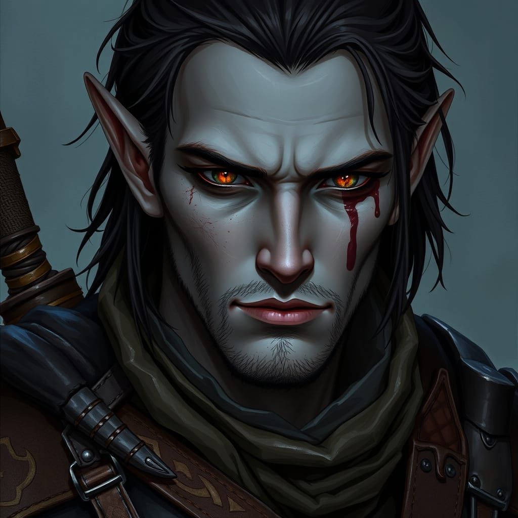 Dark Elf Warrior in Dark Fantasy RPG Style