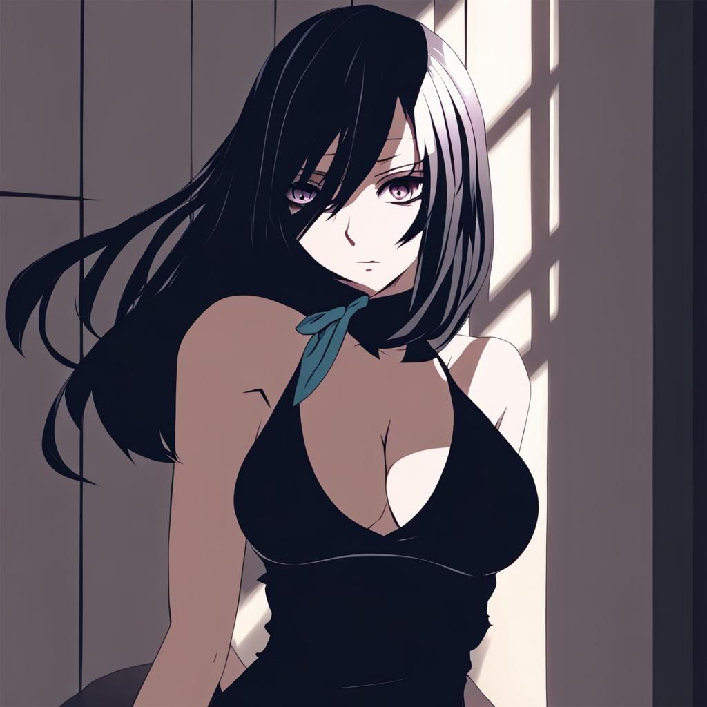 Anime Girl in Shadows: Stylish Digital Art