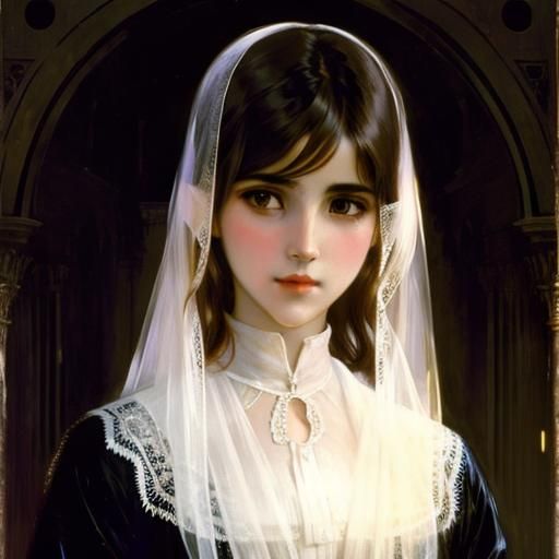 Ethereal Ghost in Pre-Raphaelite Style