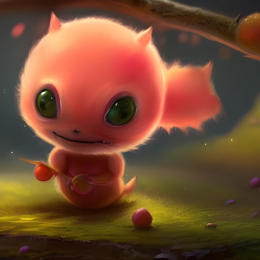 Adorable Peach Creature: Digital Fantasy Art