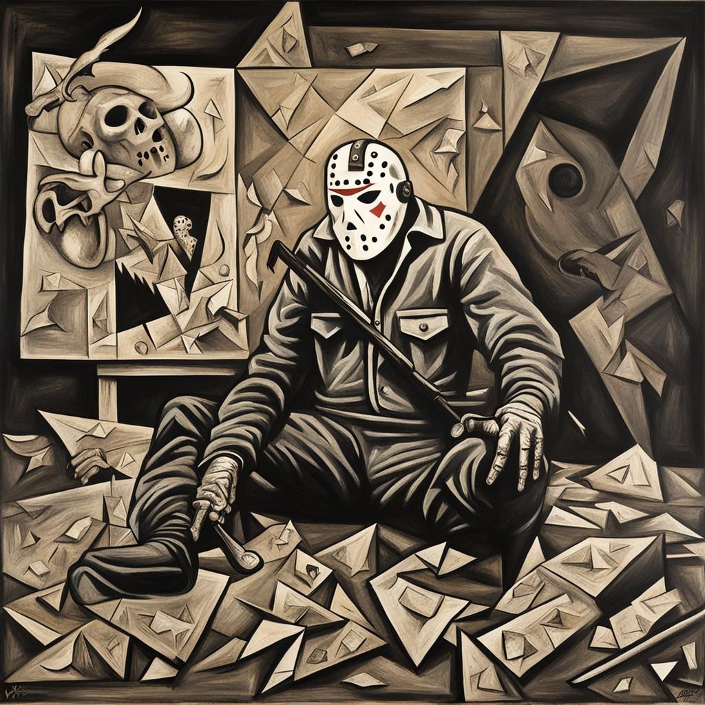 Jason Voorhees in Cubist Guernica Style