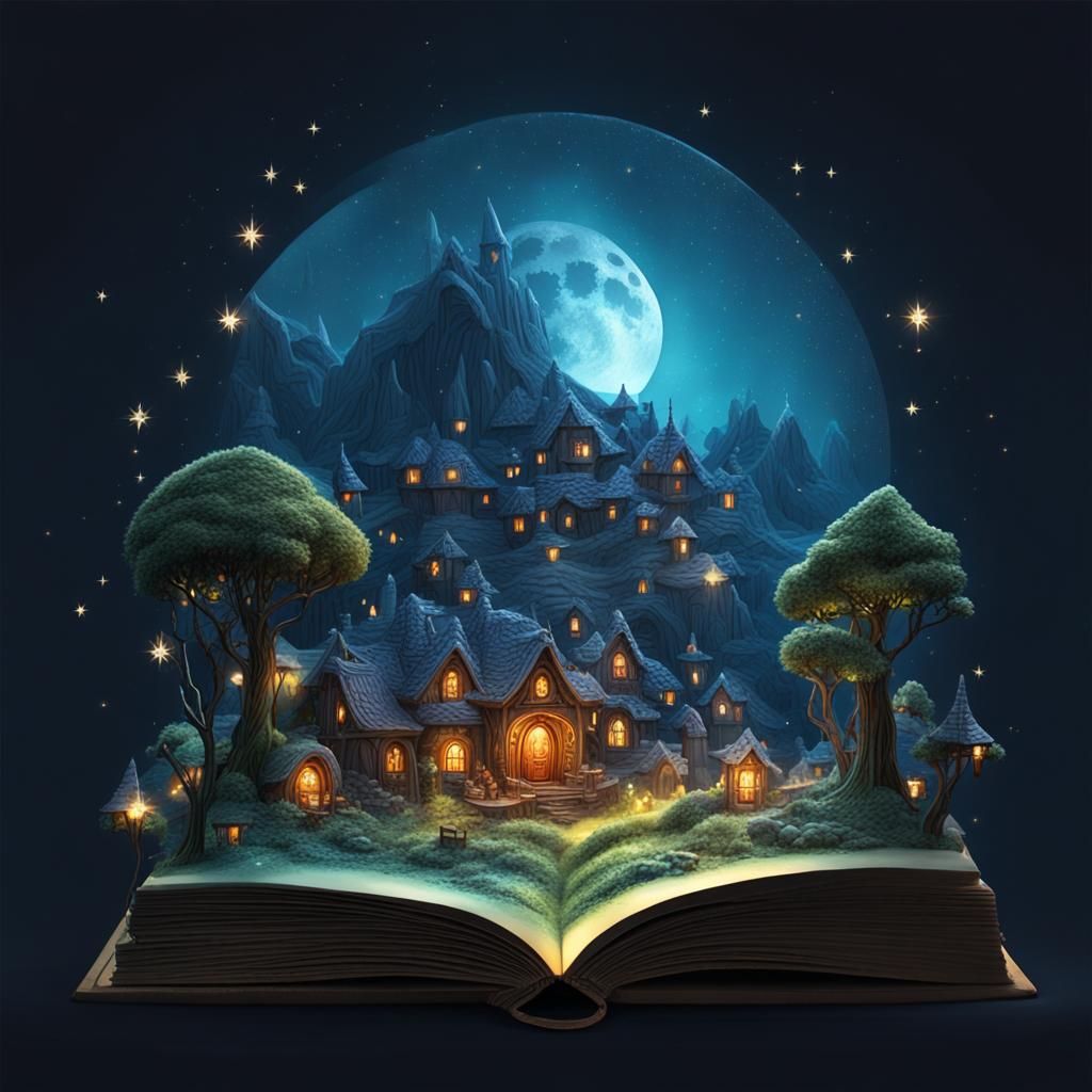 Fantasy Elf Village in a Popup Book
