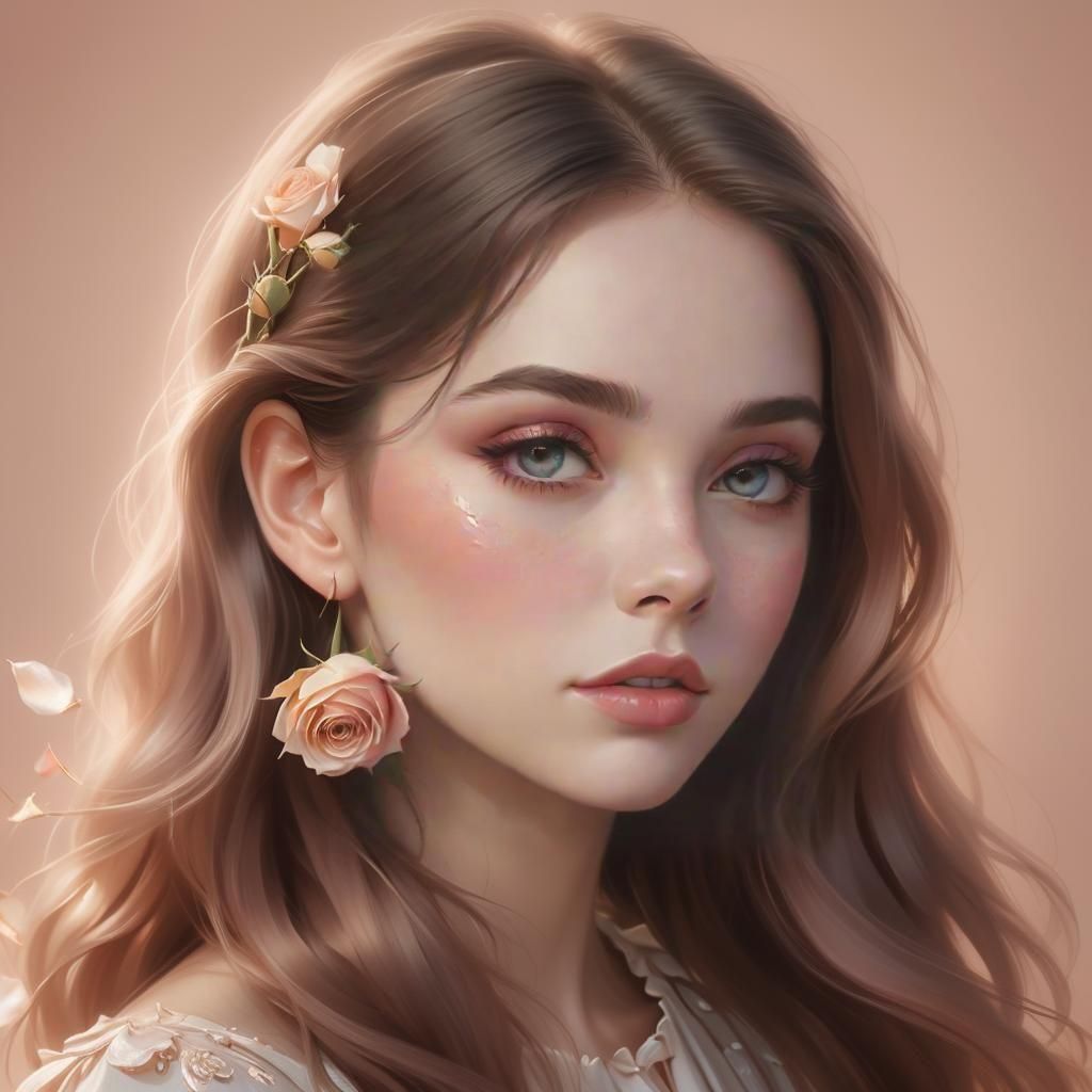 Woman Creating Roses in Rosy Pink Hues