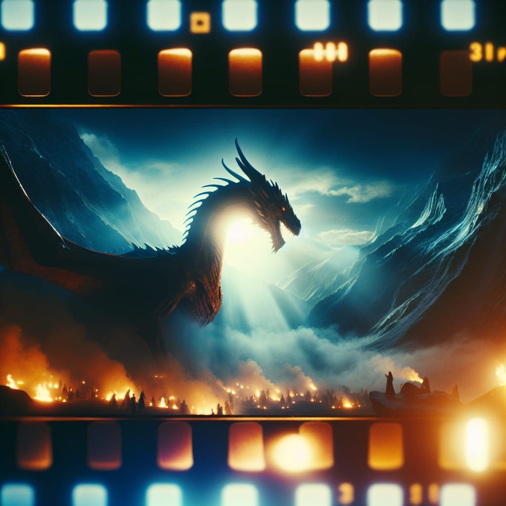 Breathtaking Dragon in Vintage Film Style