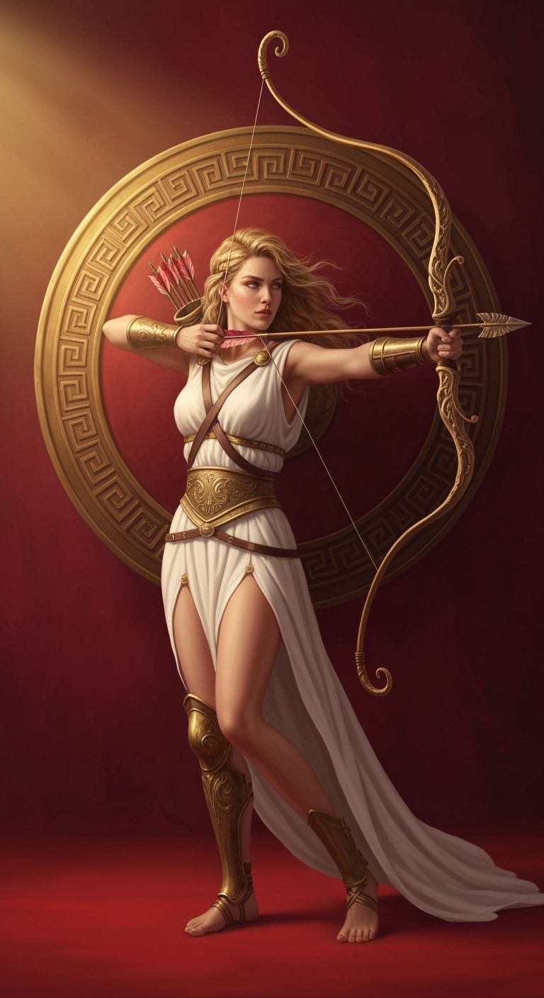 Greek Warrior Archer Portrait with Golden Bow