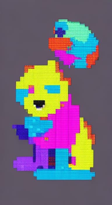 Pixelated rainbow care bear