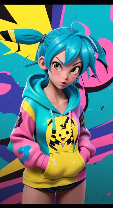 Bulma in Pikachu Hoodie: Anime Key Visual