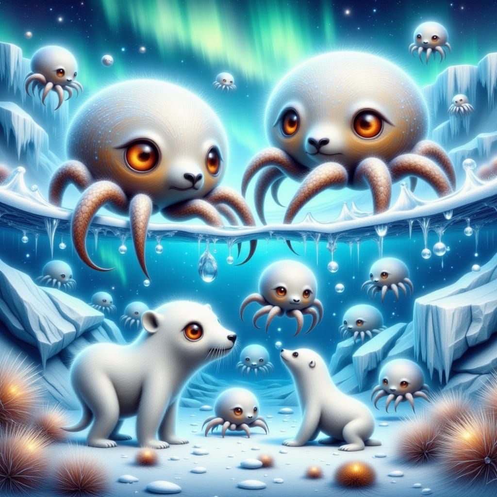 Fantastical Arctic Wonderland with Squishy Spider-Octopi