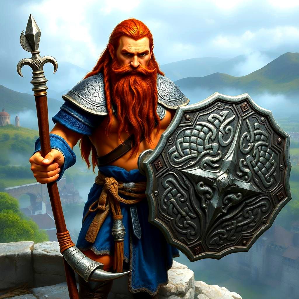 Dwarf Warrior Priest with Dragon Scale Shield