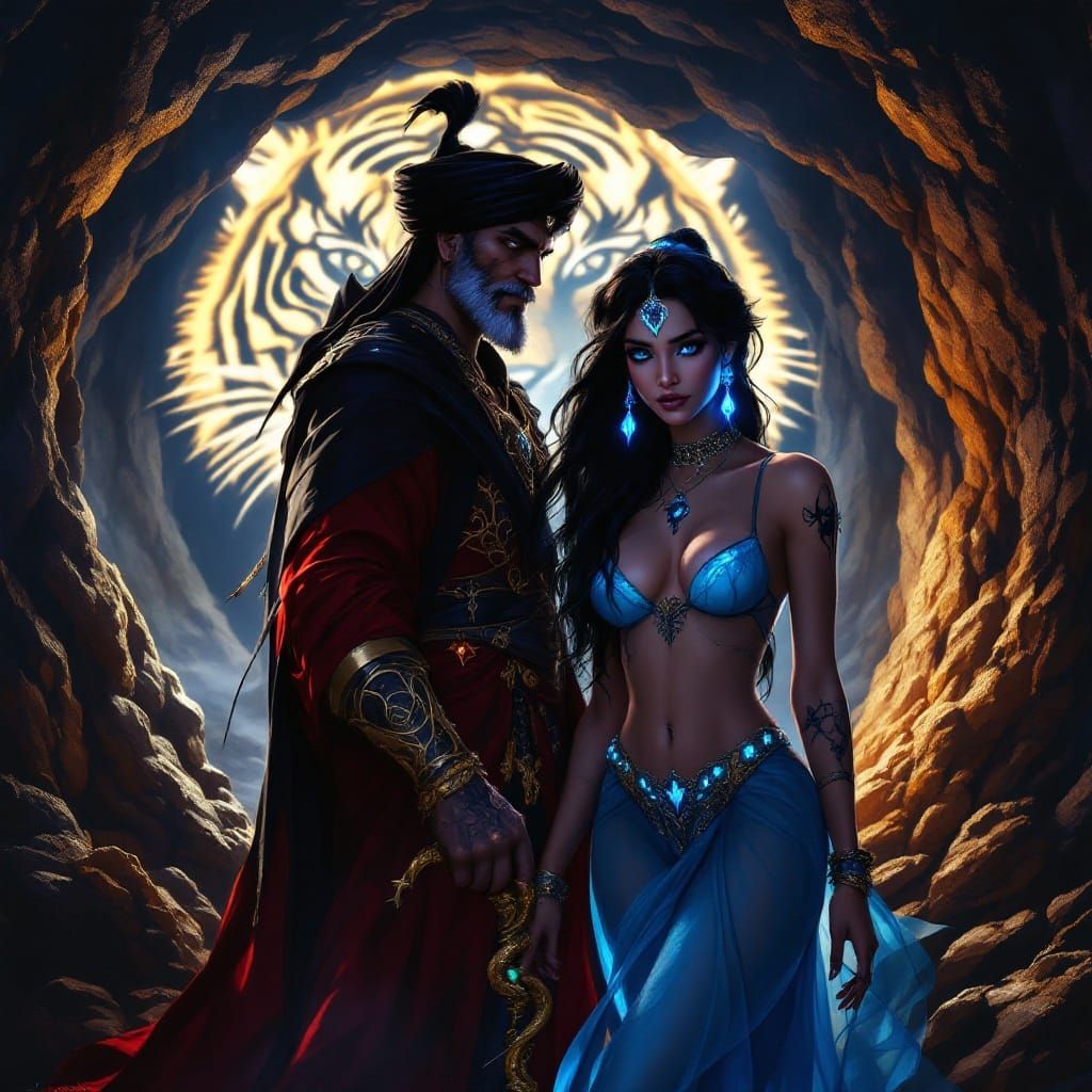 Elegant Goth Princess Jasmine in Dark Fantasy Wonderland